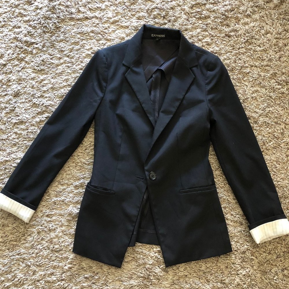 Express structured black blazer coat pinstripe XS